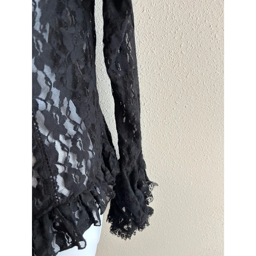 NWT Burleska Queen Top Women Medium Black Lace Ruffle Gothic Victorian Steampunk - Picture 7 of 8